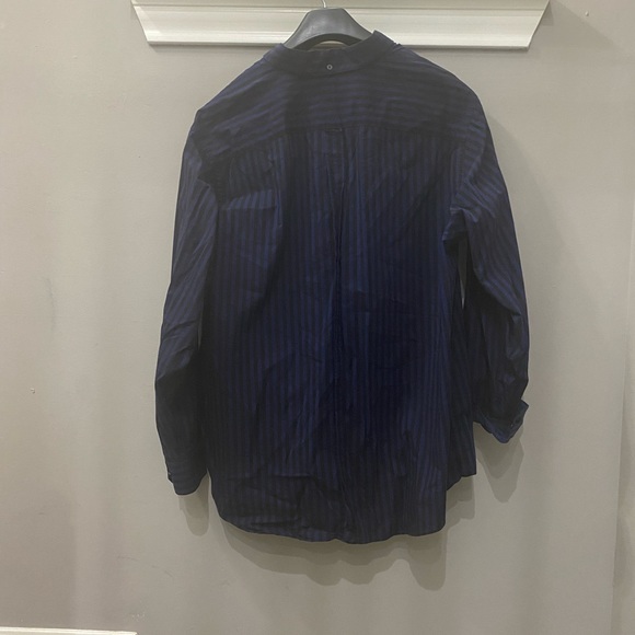 Men’s navy and black pinstripe long sleeve Murano button up shirt - Picture 4 of 6